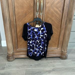 Hi low tunic front multi colored back solid